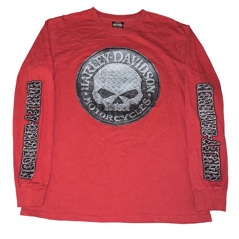 Harley Davidson Motorcycles Bryson City NC Biker Skull Long Sleeve Shirt L Y2K